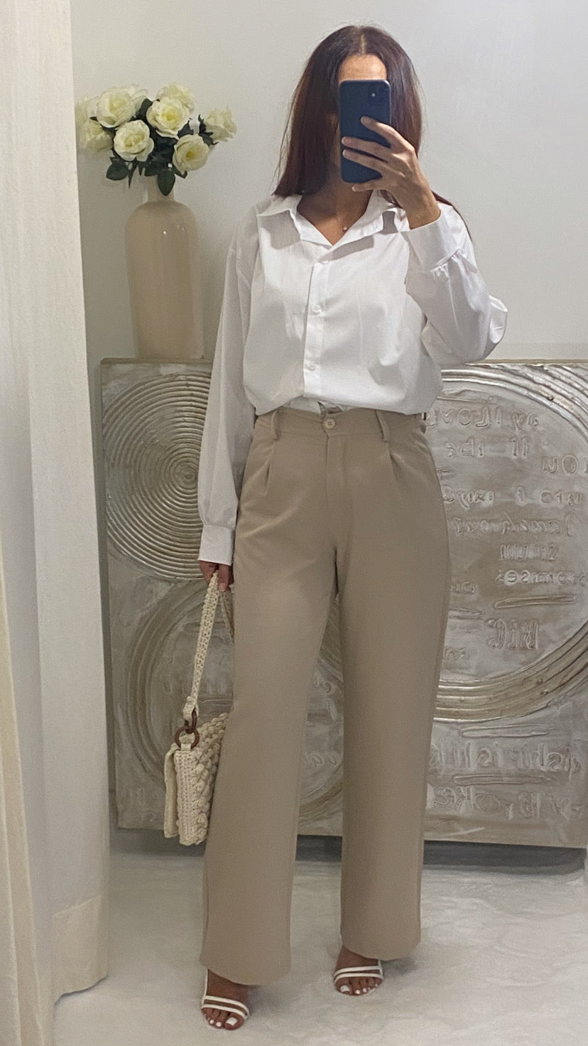 De Paris™ |Pantalon épais Lara beige