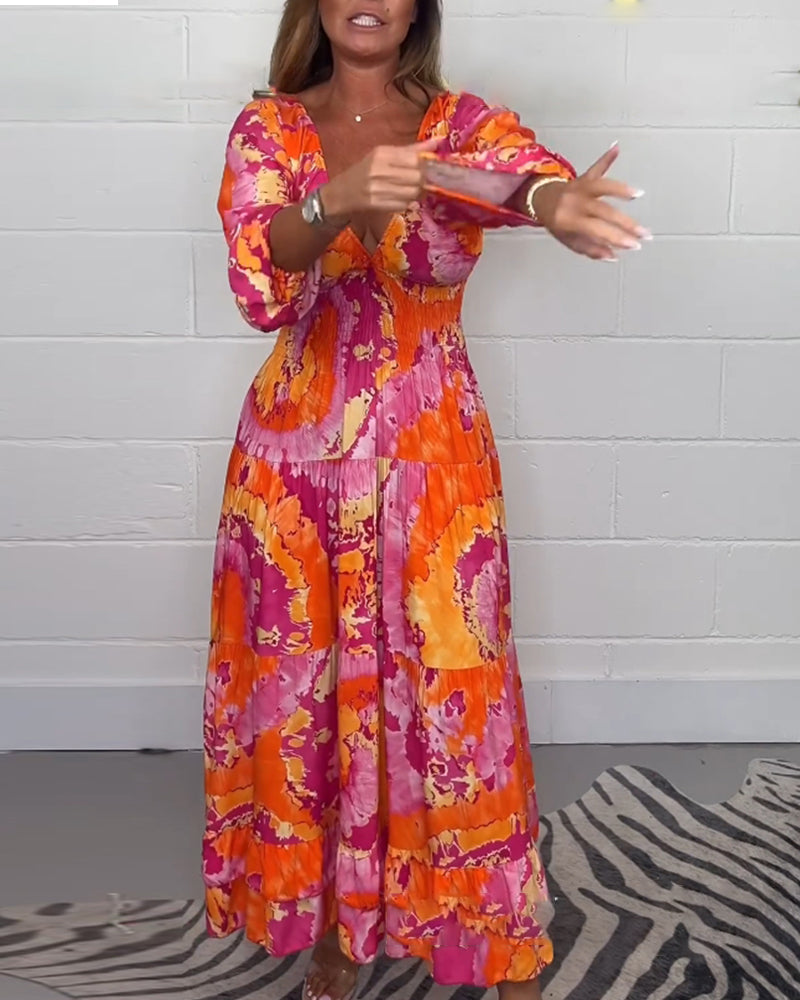 De Paris™ | Robe longue colorée à col V profond