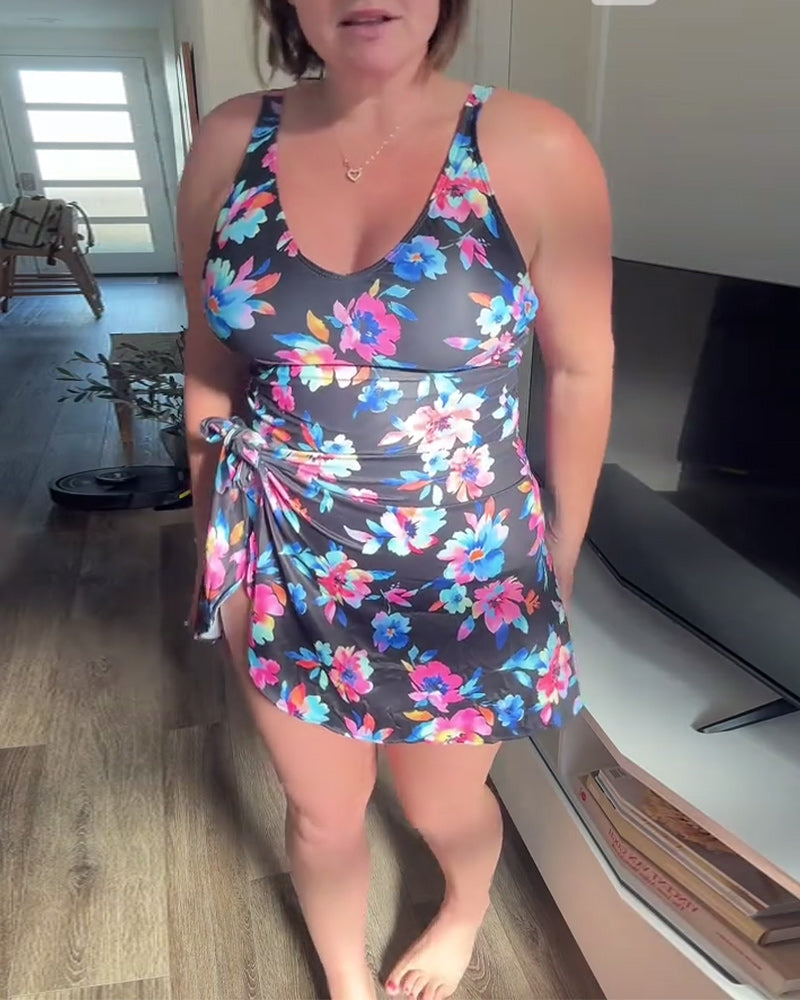 Maillot de bain mode slim fit imprimé cordon de serrage