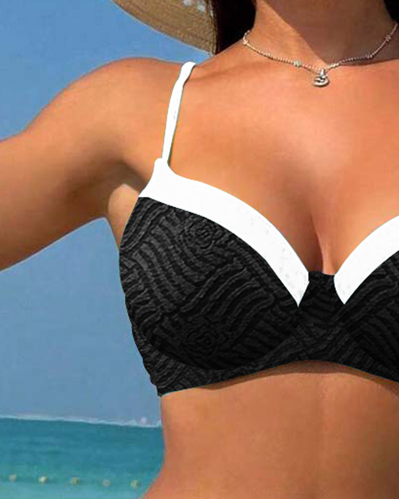 Bikini À Contraste De Couleur Soutien-Gorge À Bretelles Deux-Pièces