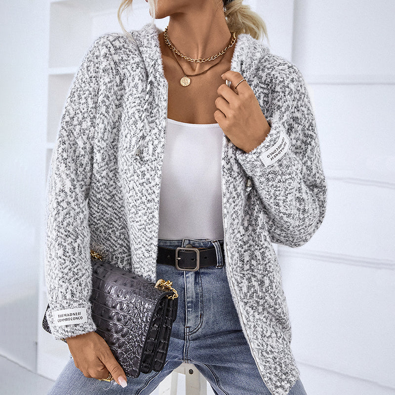 De Paris™ | Cardigan Tricoté À Capuche Décontracté