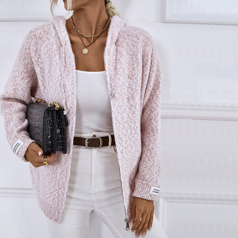 De Paris™ | Cardigan Tricoté À Capuche Décontracté