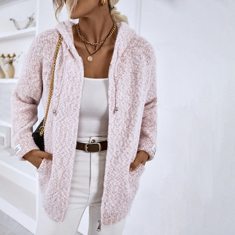 De Paris™ | Cardigan Tricoté À Capuche Décontracté