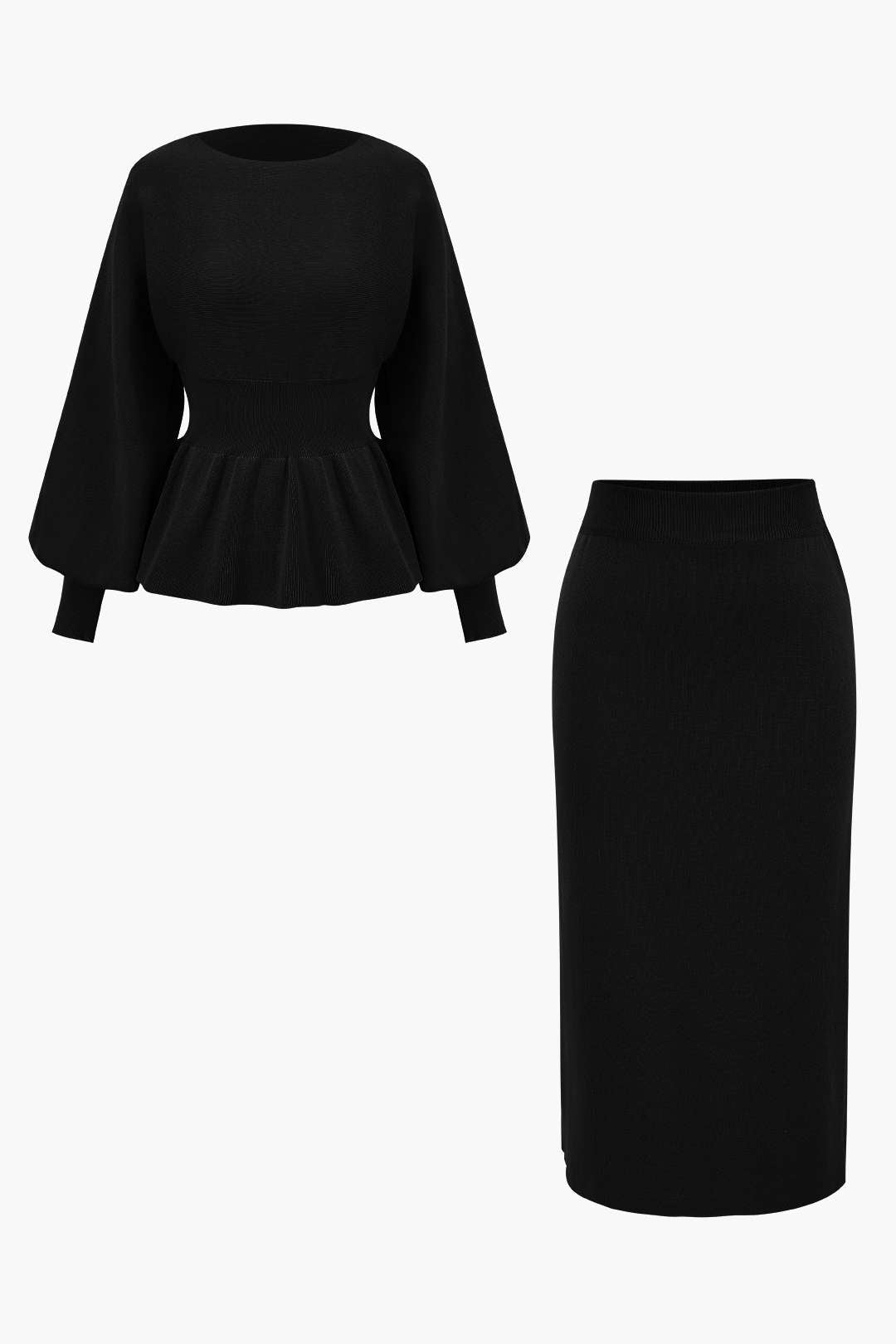 De Paris™ | Ensemble Tricot : Haut à Manches Gigot et Jupe