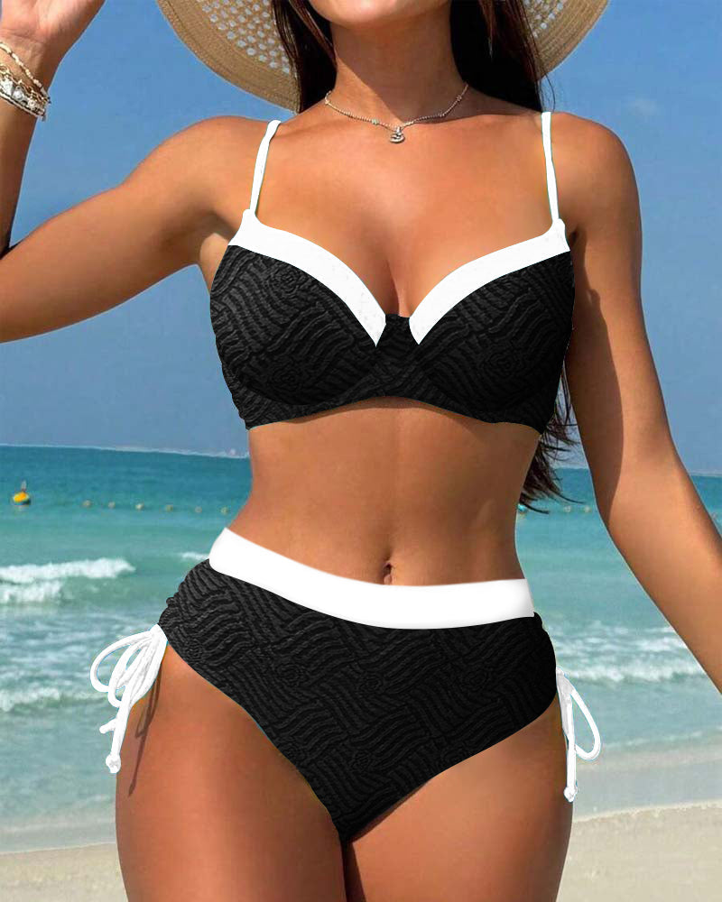 Bikini À Contraste De Couleur Soutien-Gorge À Bretelles Deux-Pièces