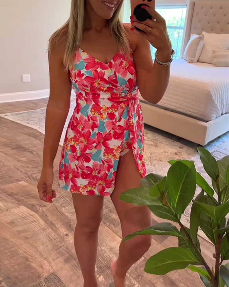 Maillot de bain femme été sexy licou fleuri