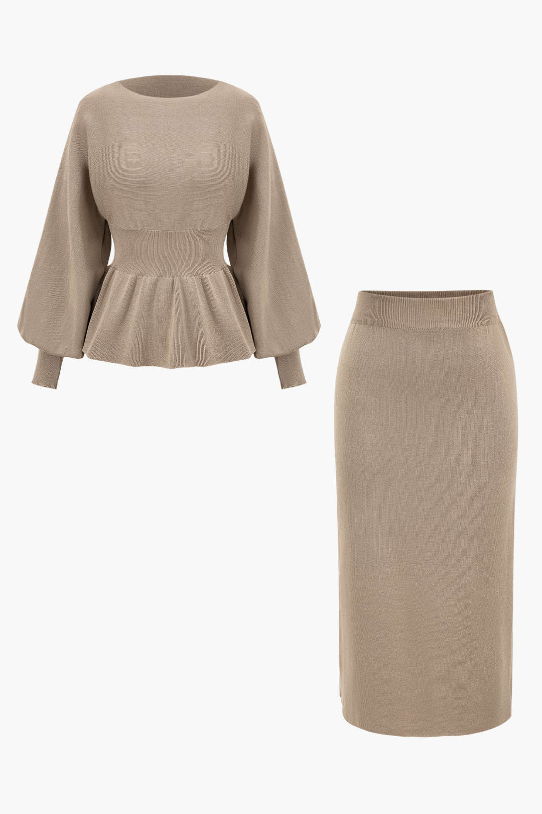 De Paris™ | Ensemble Tricot : Haut à Manches Gigot et Jupe