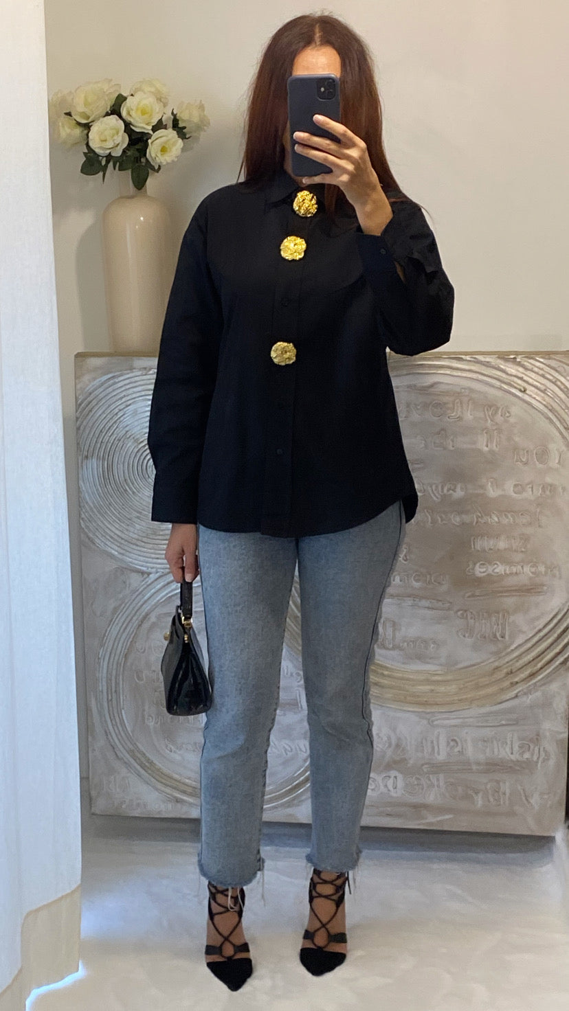 De Paris™|Chemise épaisse en coton Lina noire