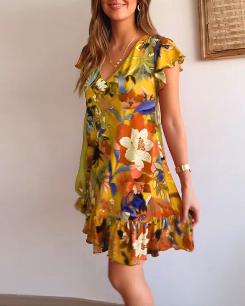 De Paris™ | Robe florale avec col et volants