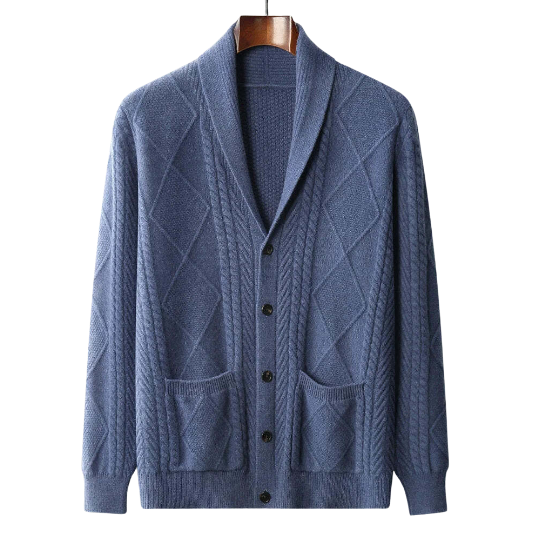 Elvy Paris™ | Cardigan en Laine Exclusif avec Motif à Carreaux