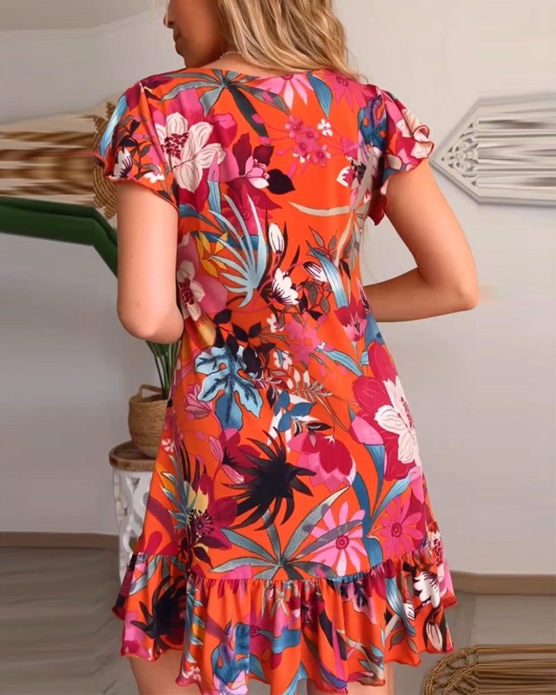 De Paris™ | Robe florale avec col et volants