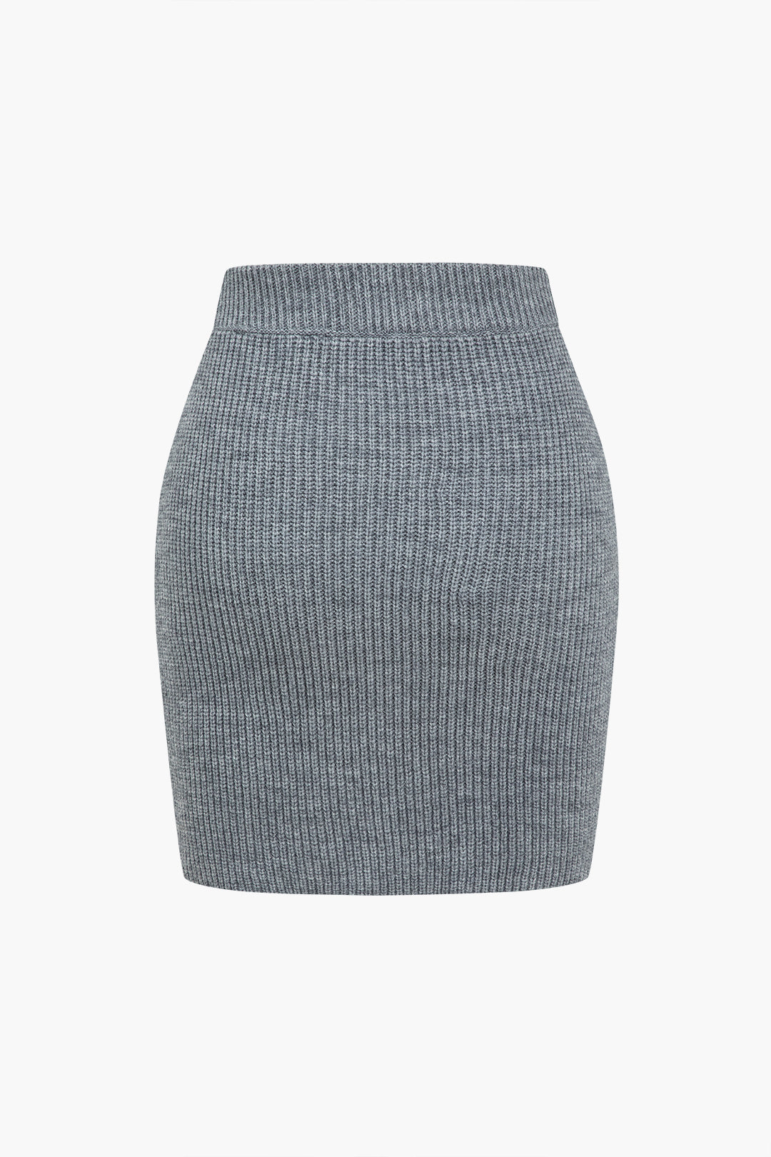 De Paris™ |Ensemble Tricot Uni : Haut Boutonné à Col V et Jupe Mini