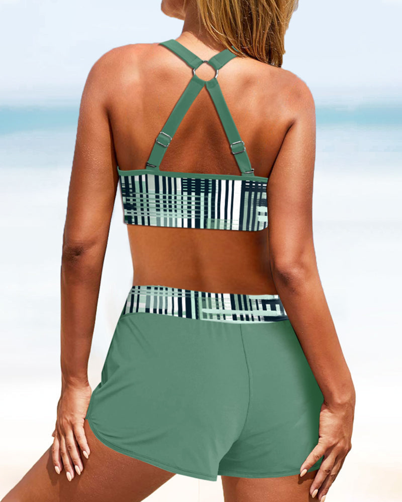 Bikinis taille haute à rayures