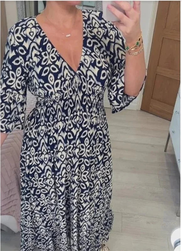 De Paris™ | Robe fleurie avec décolleté en V