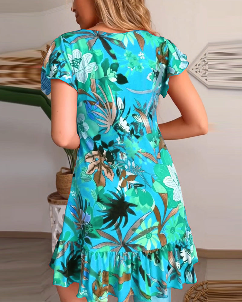De Paris™ | Robe florale avec col et volants