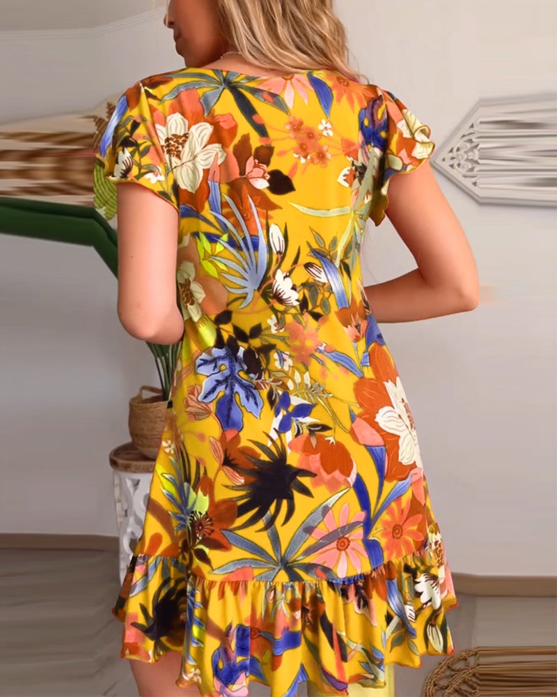 De Paris™ | Robe florale avec col et volants
