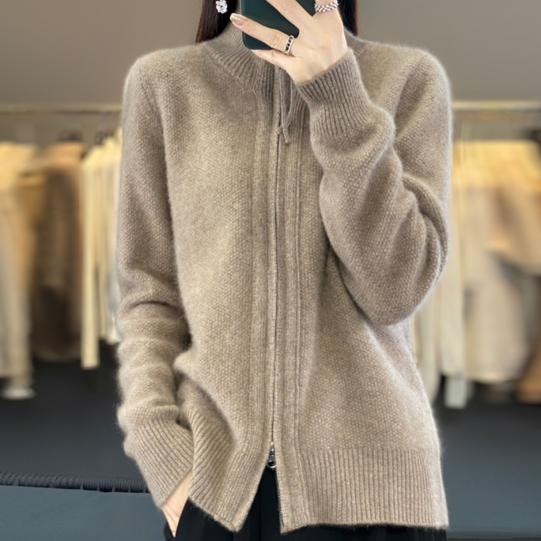 De Paris™ | Cardigan zippé en cachemire 100% laine