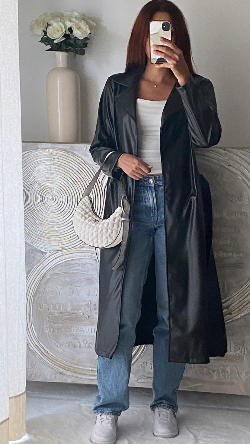 De Paris™ |Trench simili cuir LOLLY noir