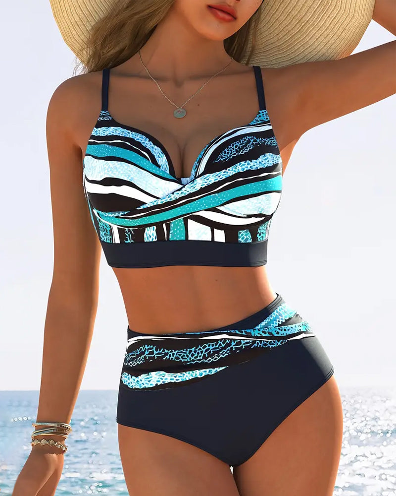 Bikini À Bretelles Imprimé Push-Up Soutien-Gorge Deux Pièces