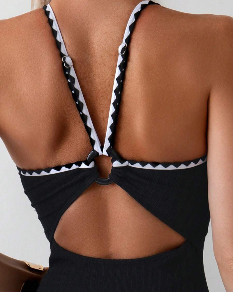 Maillot De Bain Une Pièce Sexy Push-Up Sculptant Corps Côtelé