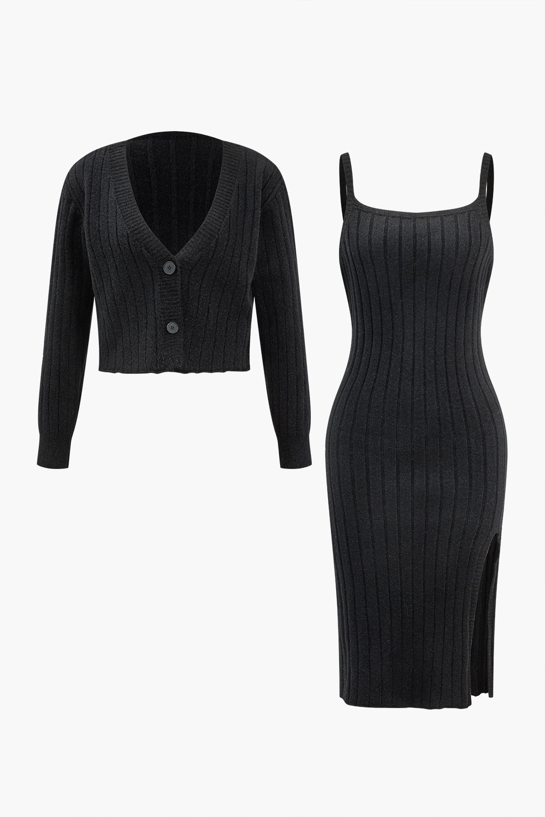 De Paris™ | Ensemble : Cardigan à Col V et Robe Slip