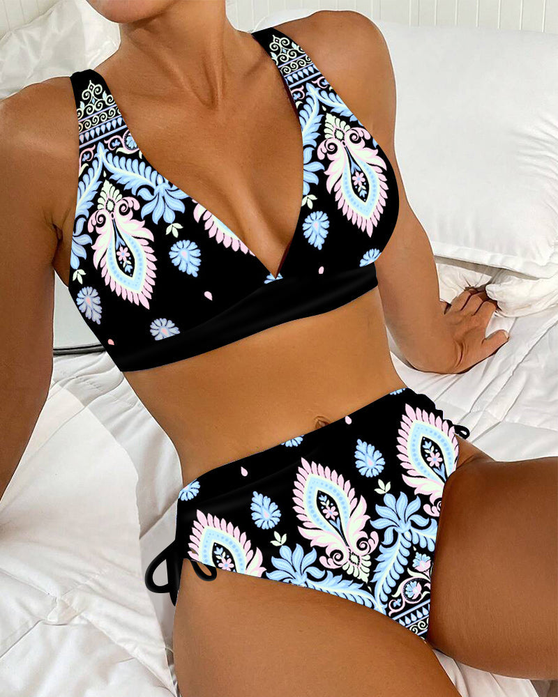 Maillot De Bain Sexy Soutien-Gorge Deux Pièces Taille Haute