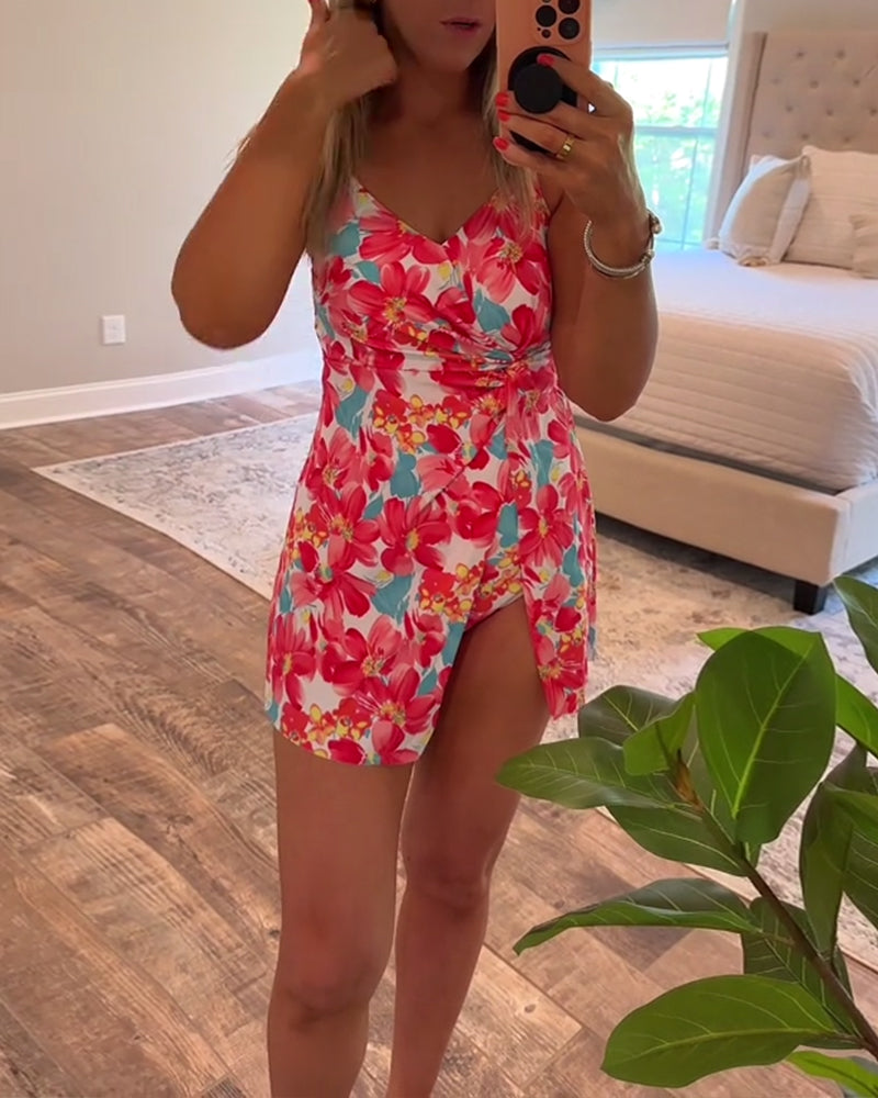 Maillot de bain femme été sexy licou fleuri