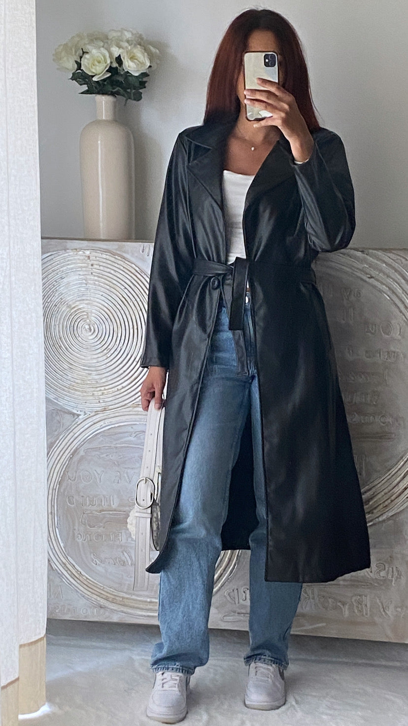 De Paris™ |Trench simili cuir LOLLY noir