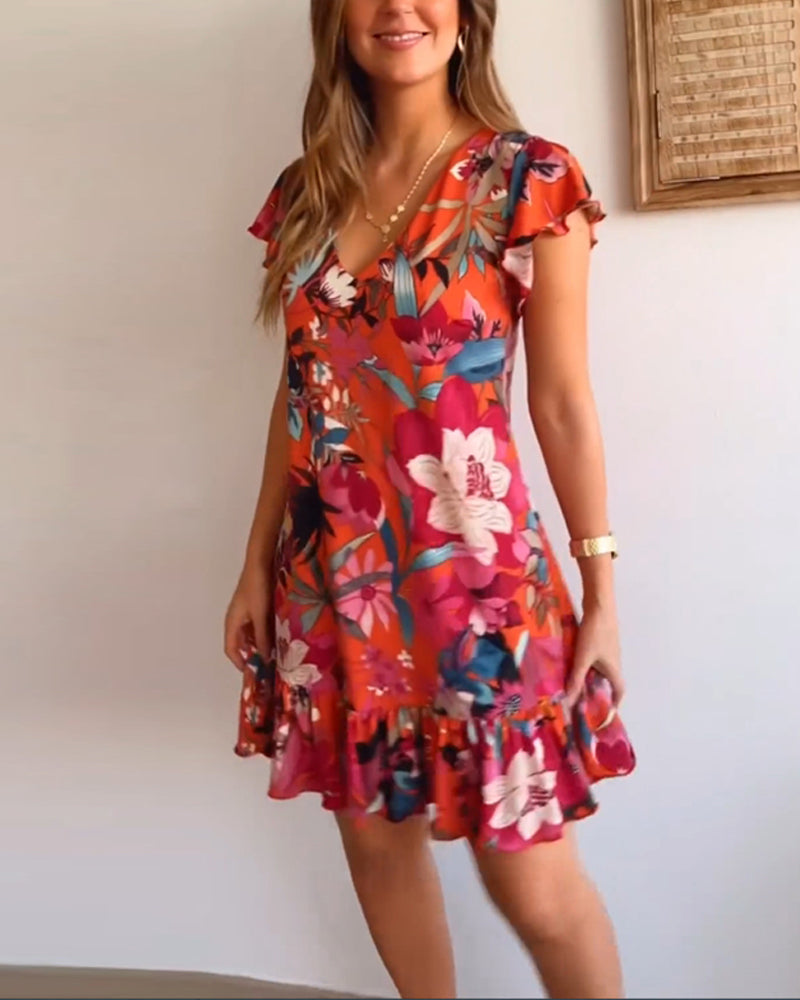 De Paris™ | Robe florale avec col et volants