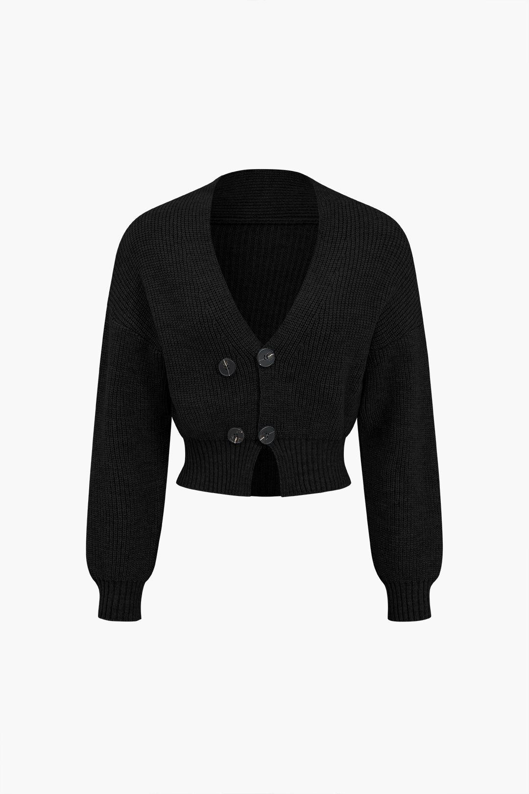 De Paris™ |Ensemble Tricot Uni : Haut Boutonné à Col V et Jupe Mini