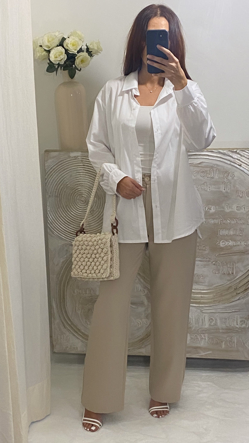 De Paris™| Chemise uni en coton blanche