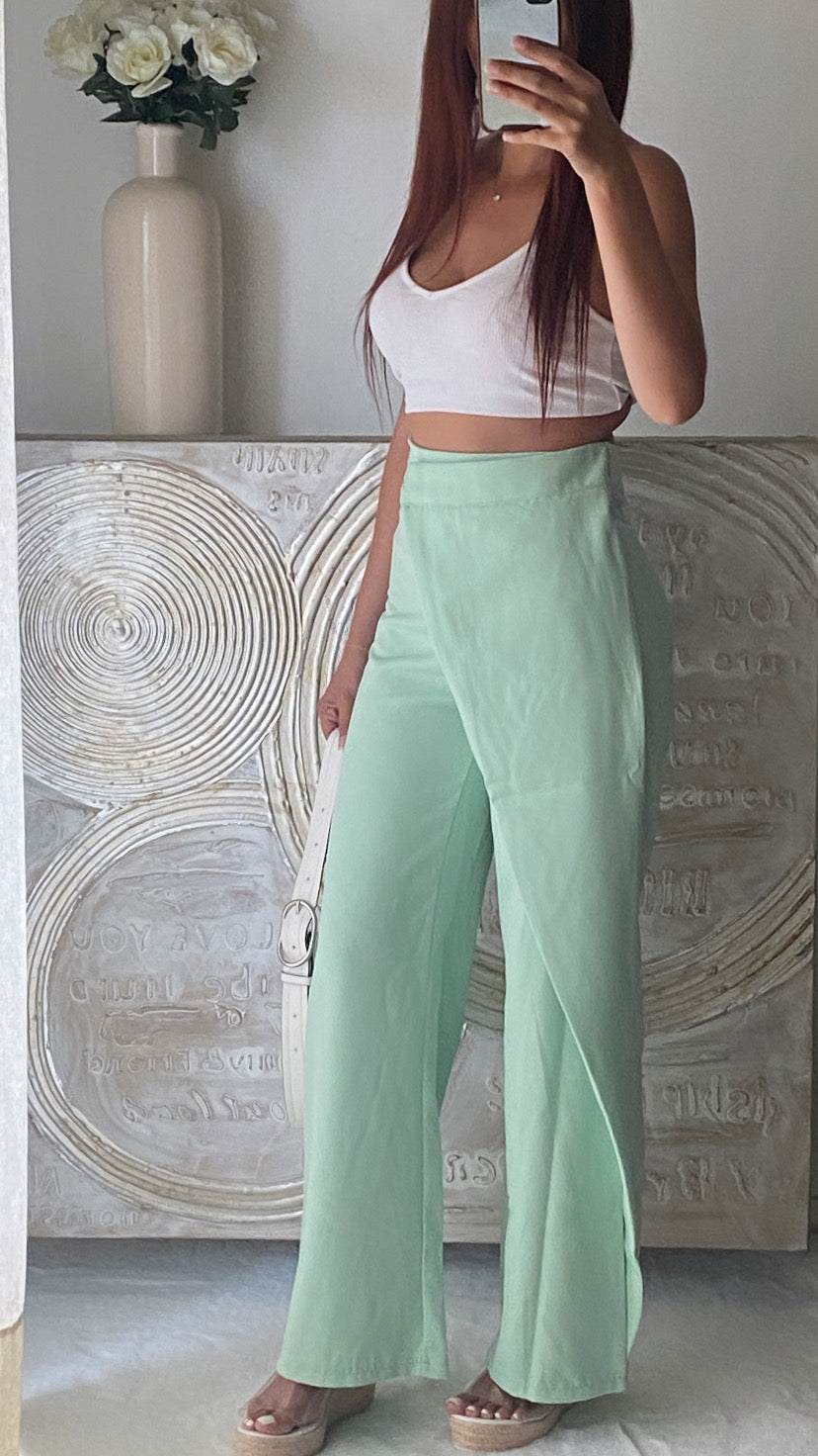 De Paris™ |Pantalon vert d’eau Yasmine
