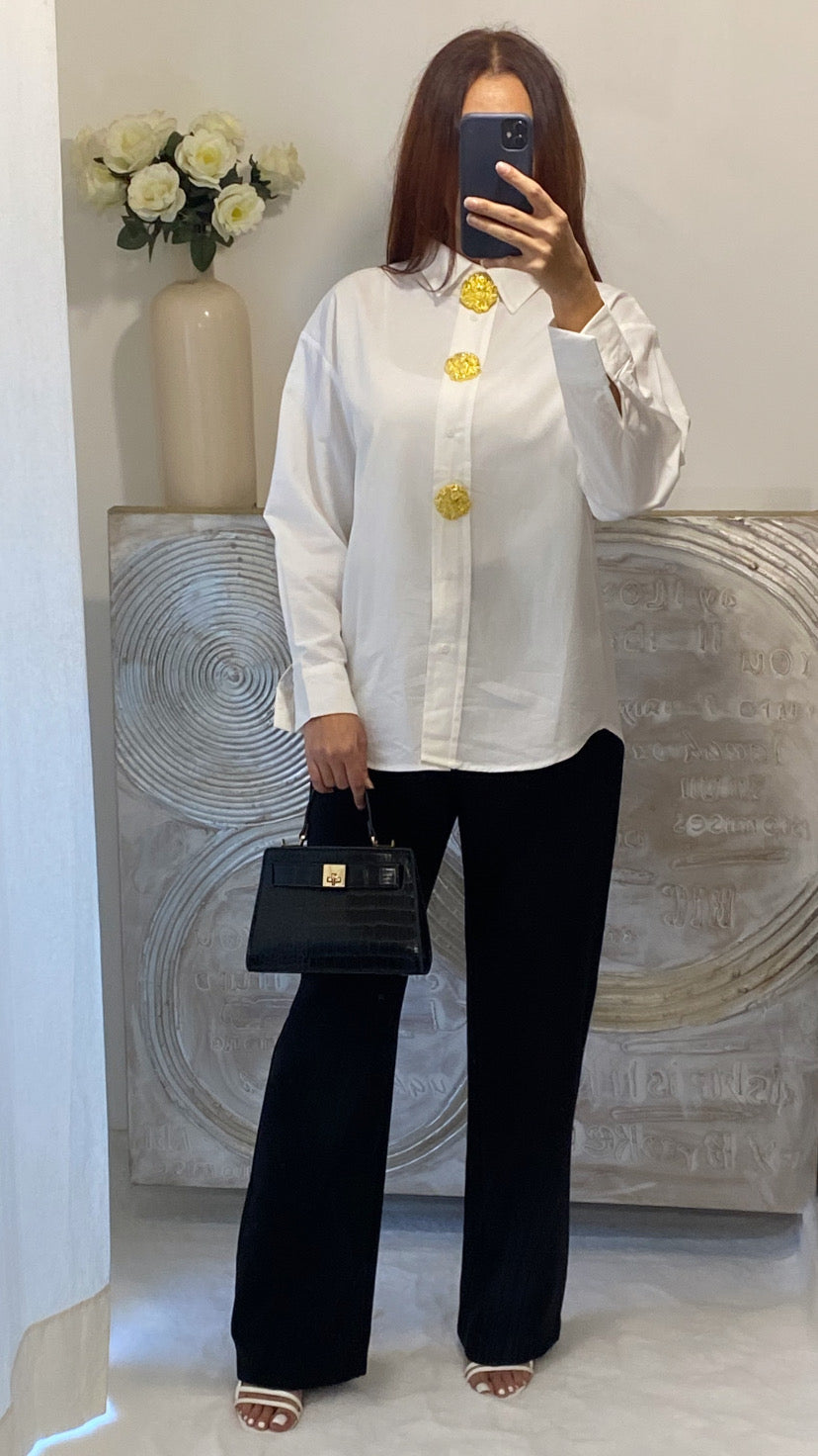 De Paris™| Chemise épaisse en coton Lina blanche