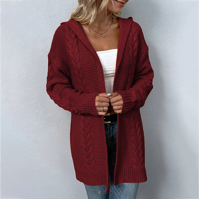 De Paris™ | Cardigan Tricoté À Capuche Décontracté