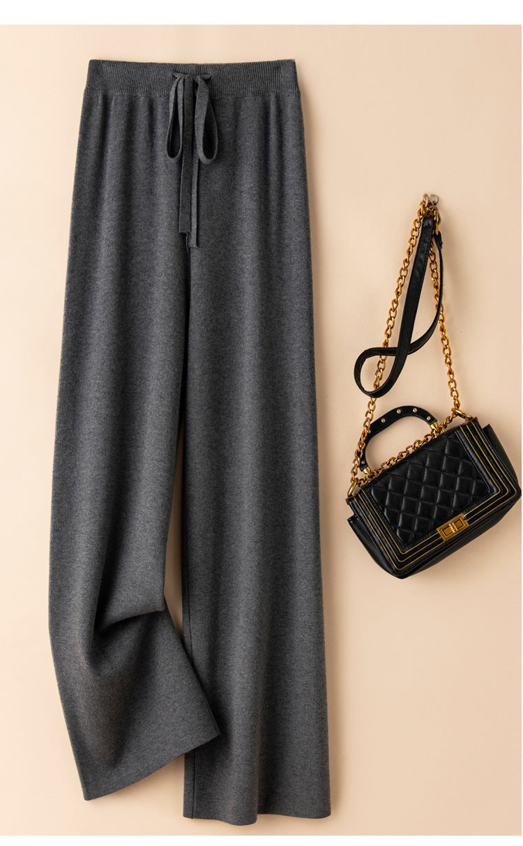 De Paris™ | pantalon en tricot de laine à jambes larges