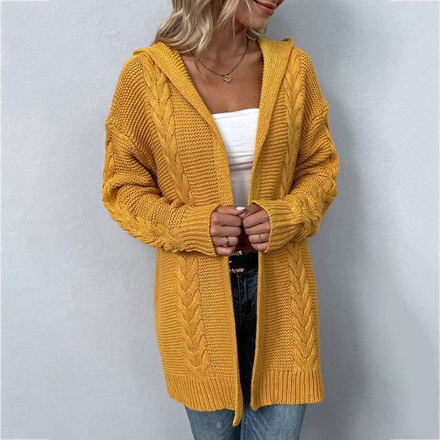 De Paris™ | Cardigan Tricoté À Capuche Décontracté