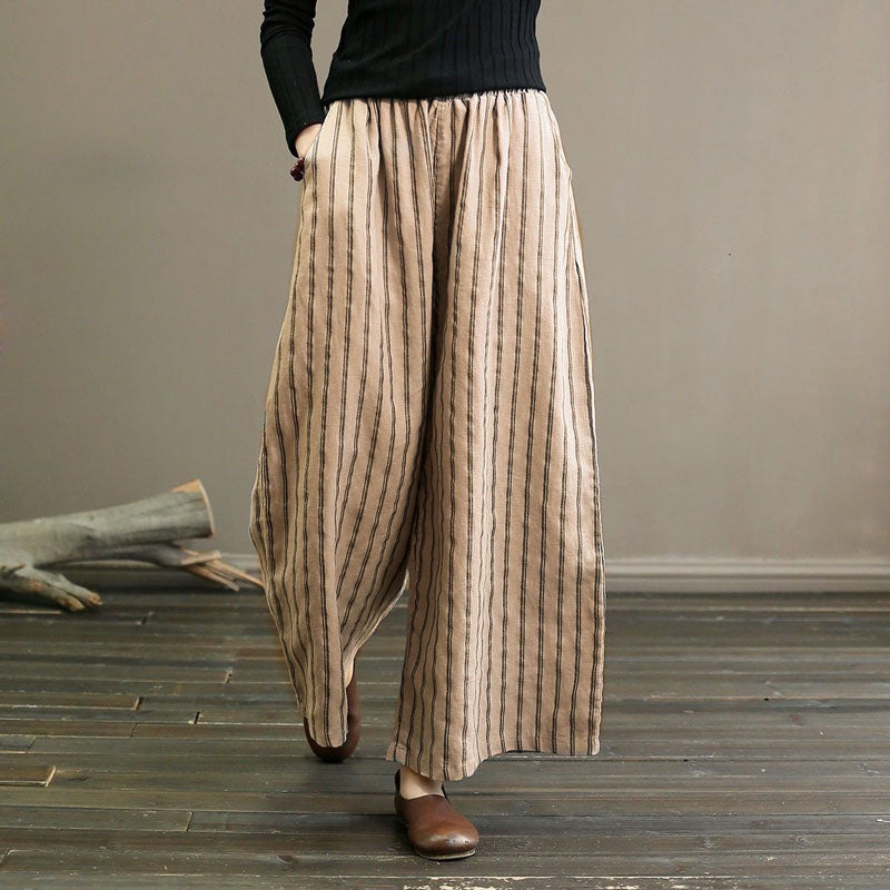 De Paris™| Pantalon Large À Rayures Décontracté