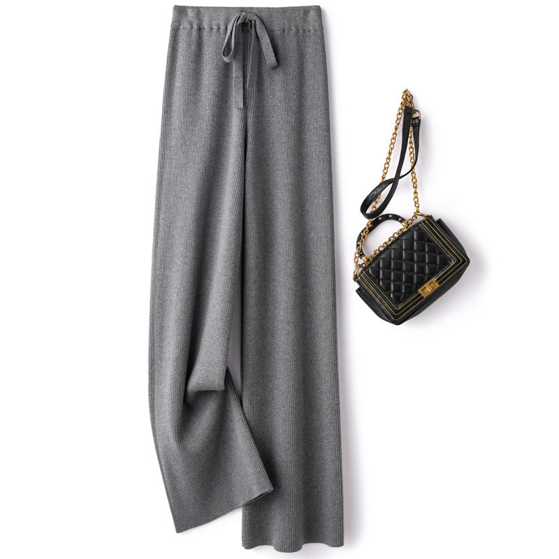De Paris™ | pantalon en tricot de laine à jambes larges