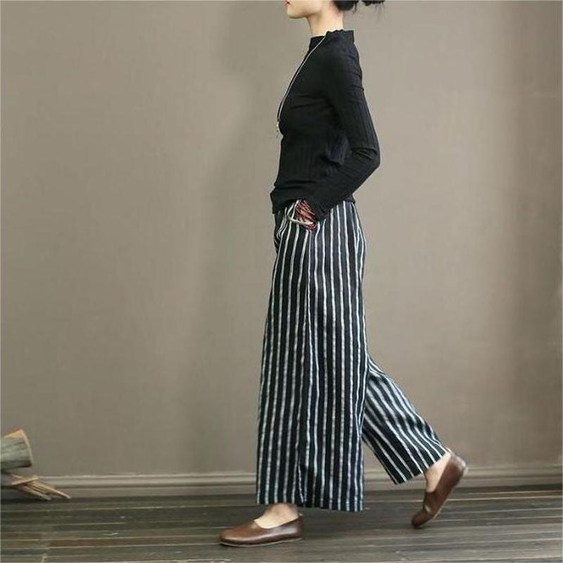 De Paris™| Pantalon Large À Rayures Décontracté