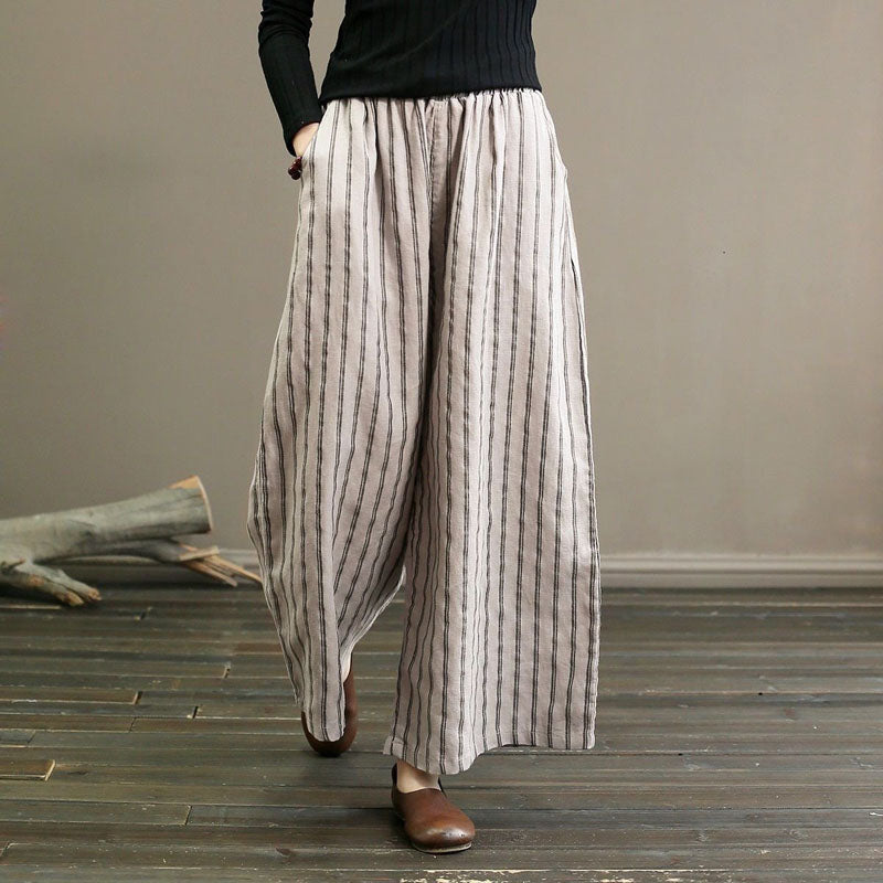 De Paris™| Pantalon Large À Rayures Décontracté