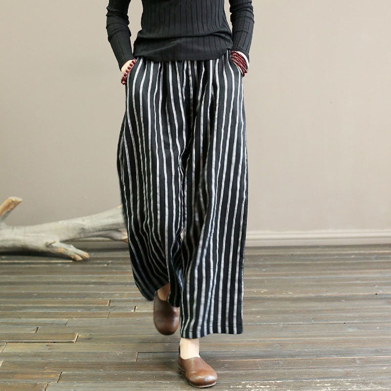 De Paris™| Pantalon Large À Rayures Décontracté