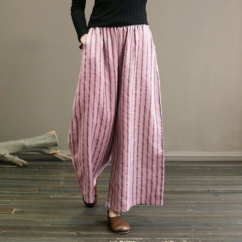 De Paris™| Pantalon Large À Rayures Décontracté