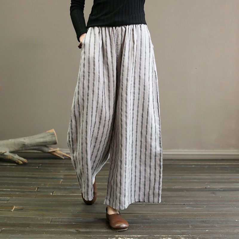 De Paris™| Pantalon Large À Rayures Décontracté
