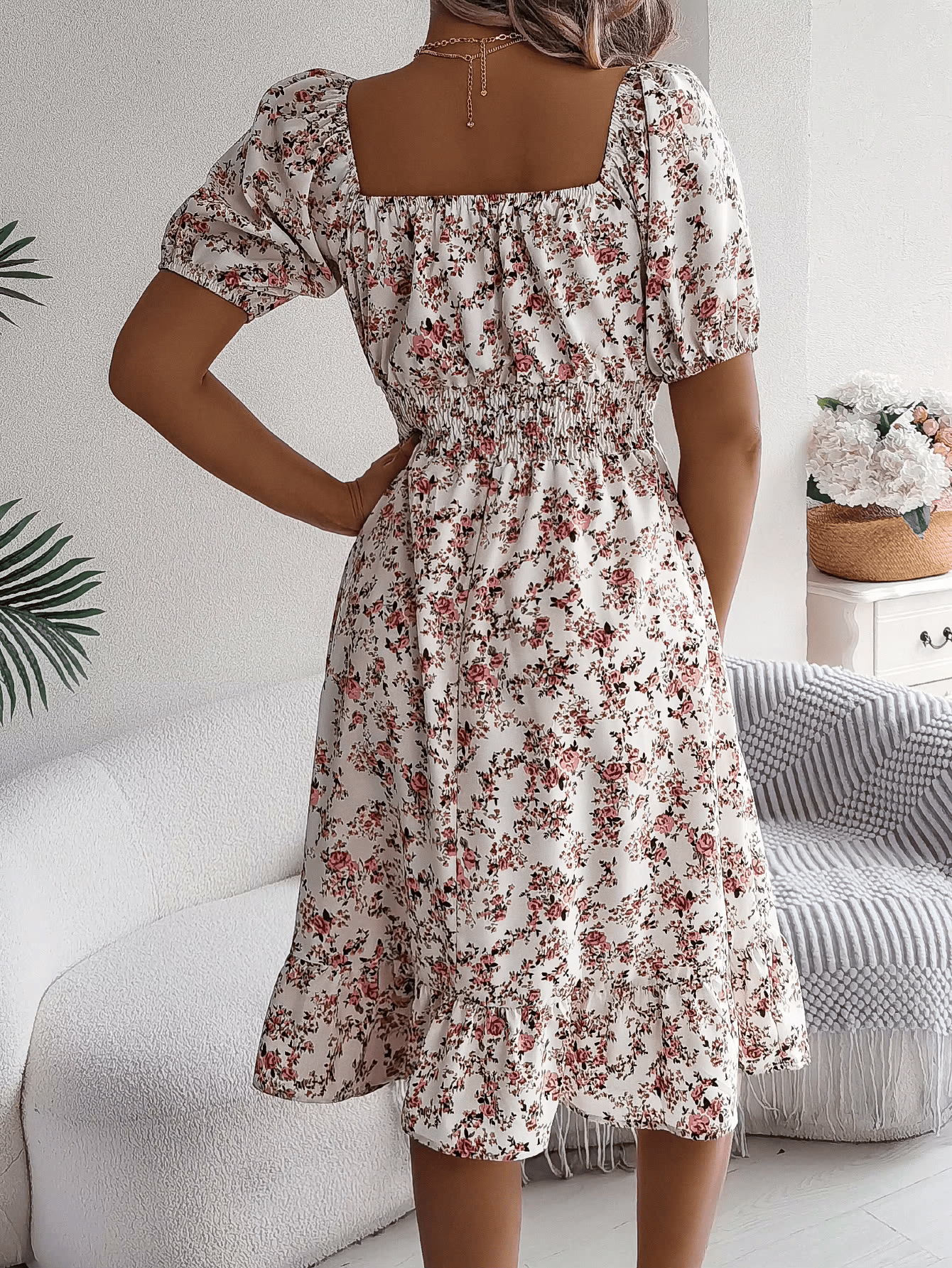 De Paris™ | Robe à fleurs élégante de printemps | manches courtes