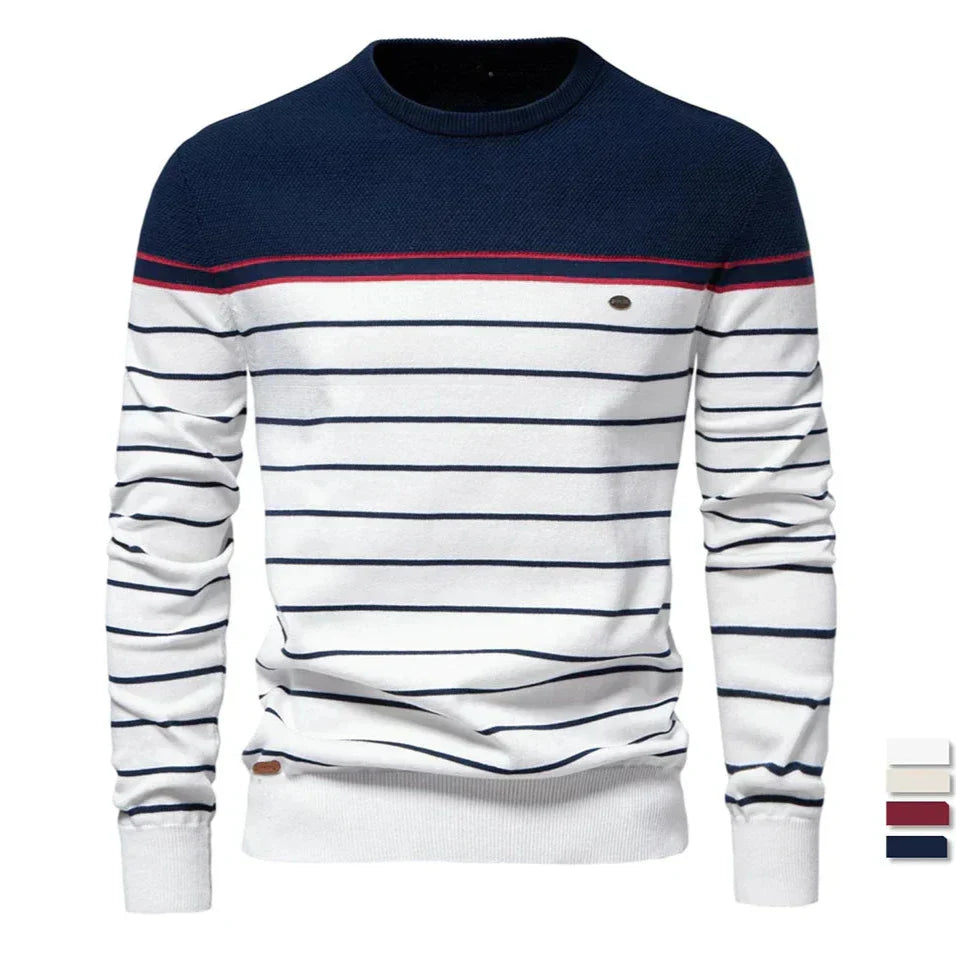 Elvy Paris™ | Pull en Coton Rayé pour Hommes