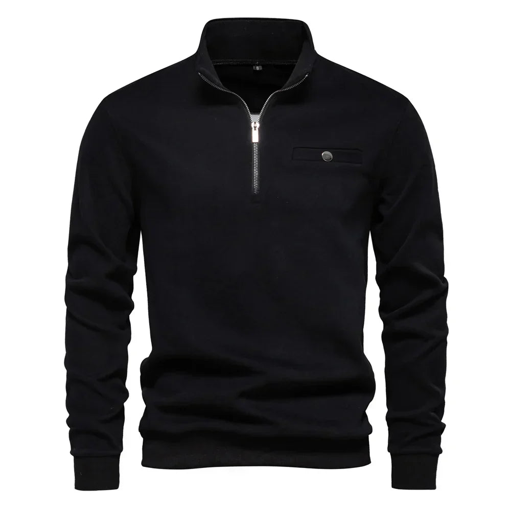 Elvy Paris™ | Pull léger à col zippé avec poche sociale