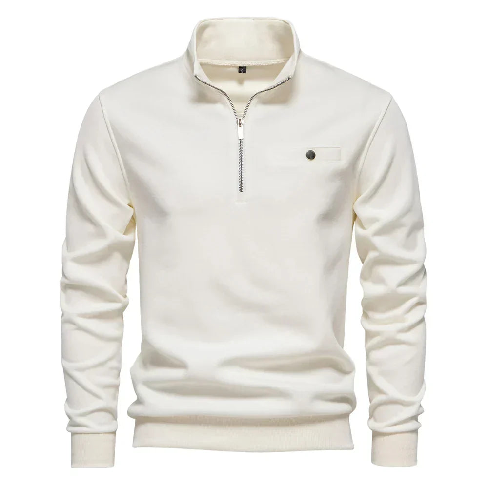 Elvy Paris™ | Pull léger à col zippé avec poche sociale