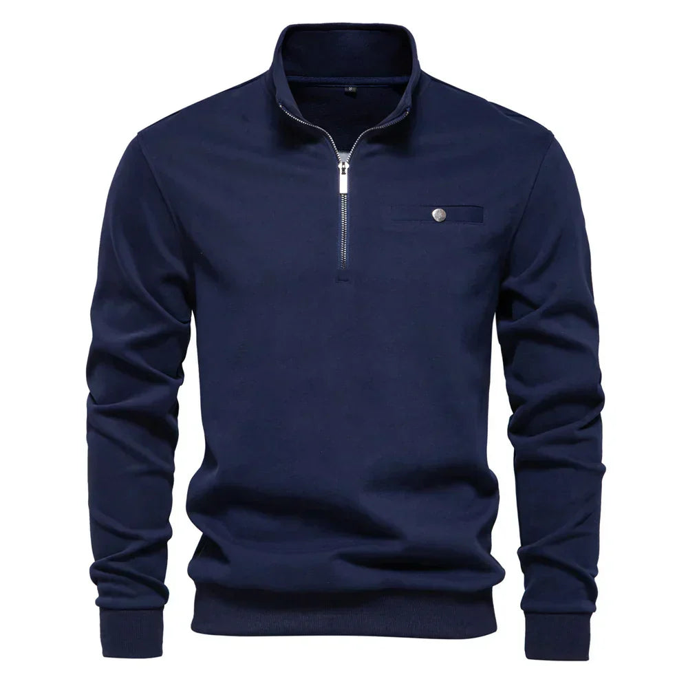 Elvy Paris™ | Pull léger à col zippé avec poche sociale
