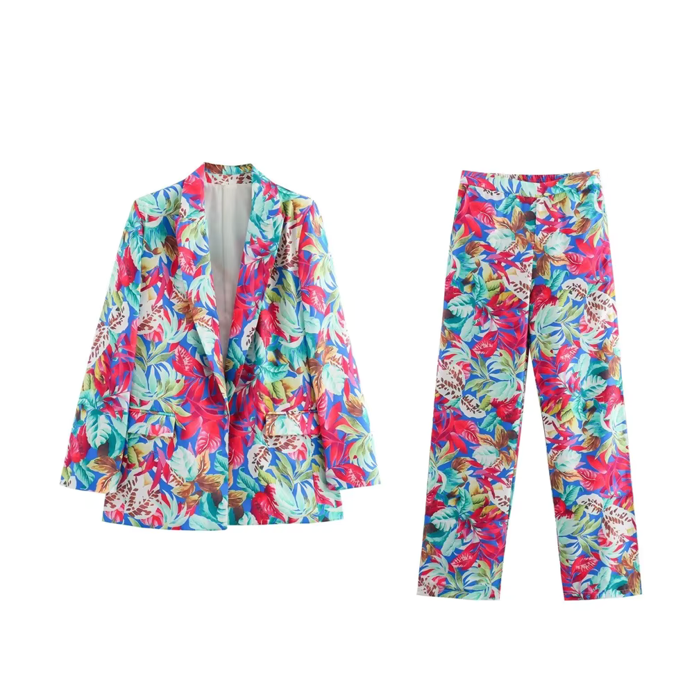 De Paris™ | parure en lin avec imprimé floral rétro