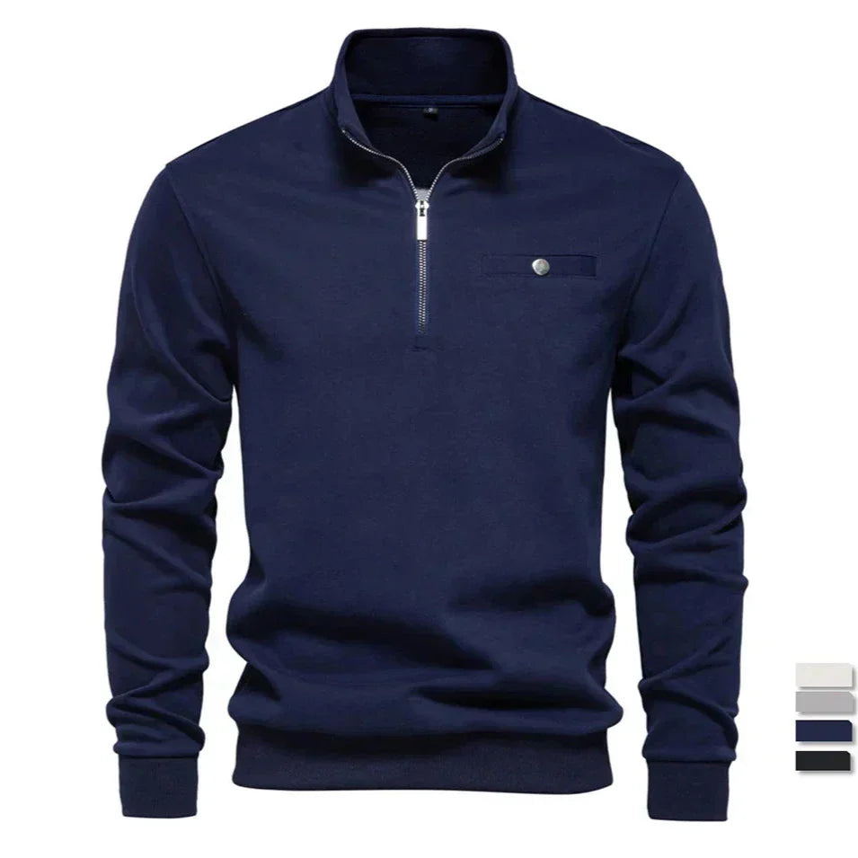 Elvy Paris™ | Pull léger à col zippé avec poche sociale